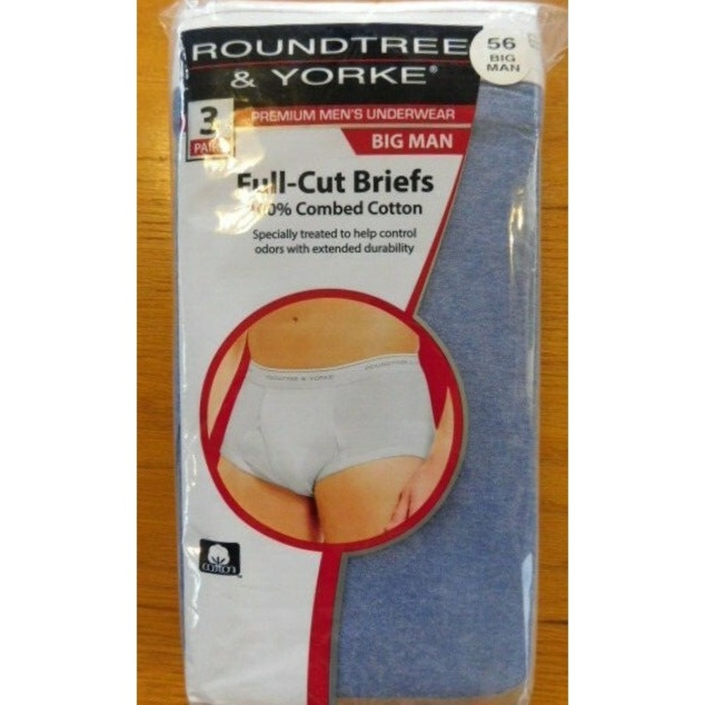 NWT Roundtree & Yorke Full-Cut Briefs 100% Cotton Full-Cut Briefs Sz 56 Big Man